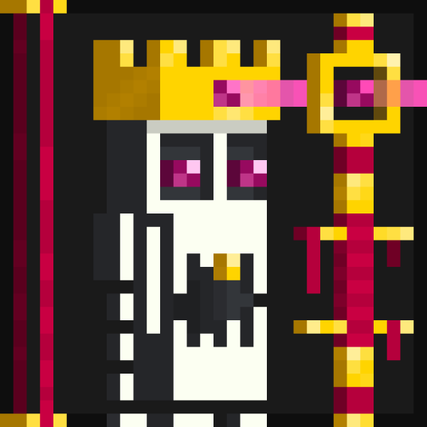 PFP of Snepsid: A crowned white skull Comrade with a golden tooth on a dark background